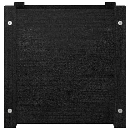 Garden Planters 2 pcs Black 15.7"x15.7"x15.7" Solid Wood Pine
