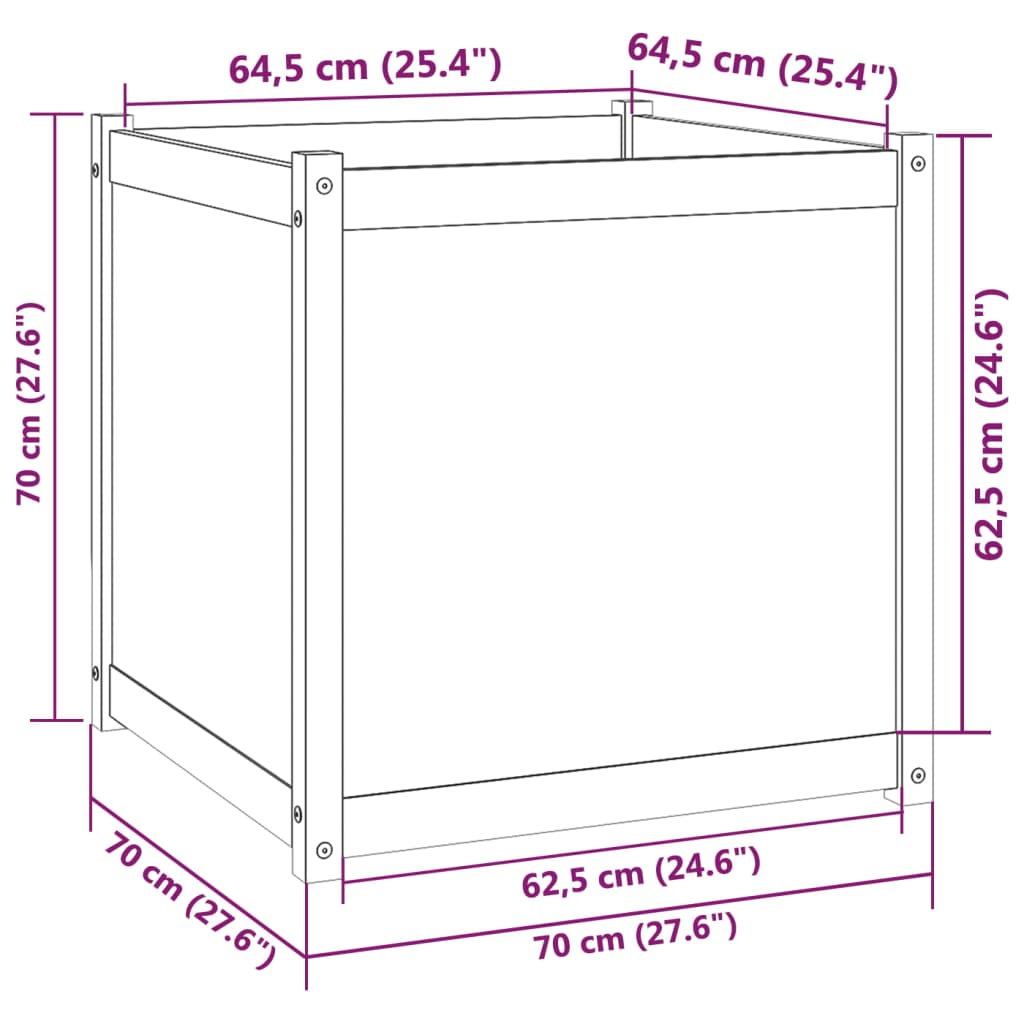 Garden Planter 27.6"x27.6"x27.6" Solid Wood Pine