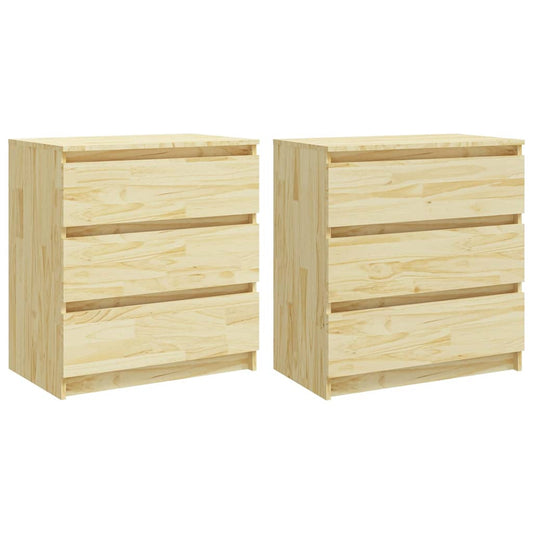 Bedside Cabinet | Set of 2 | Natural | Solid Pinewood | Medium