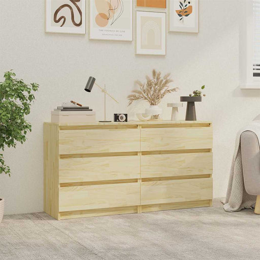 Bedside Cabinet | Set of 2 | Natural | Solid Pinewood | Medium