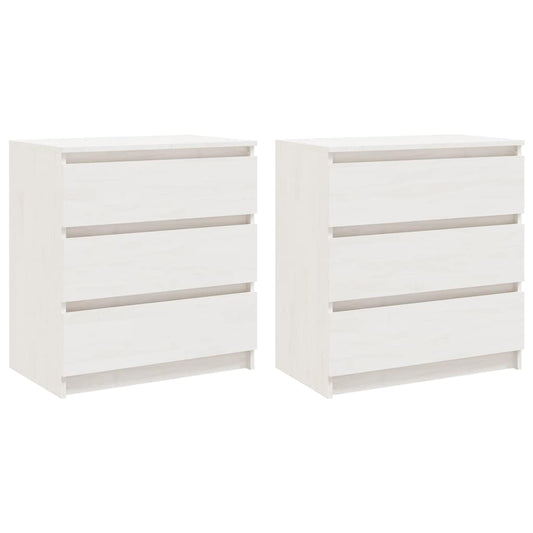 Bedside Cabinet | Set of 2 | White | Solid pinewood | Bedside Cabinet