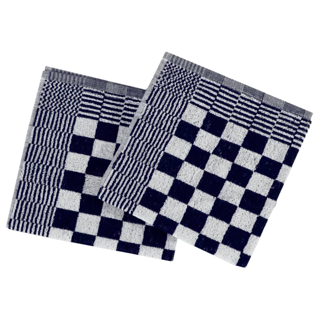 50 Piece Towel Set Blue and White Cotton