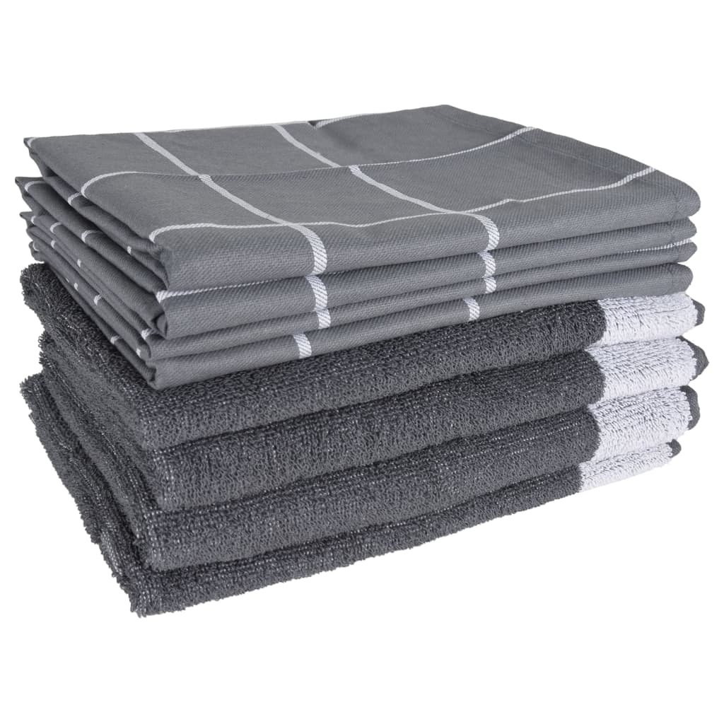 12 Piece Towel Set Grey Cotton