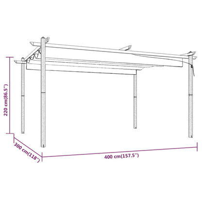 Garden Gazebo with Retractable Roof 4x3 m Cream
