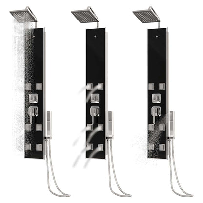 Shower Panel Unit Glass 18x45.5x130 cm Black