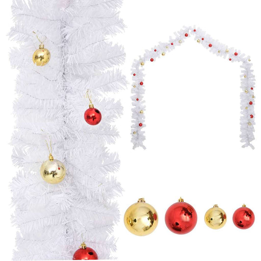 Christmas Garland | White | PVC | Extra Long | Decorative Inlays