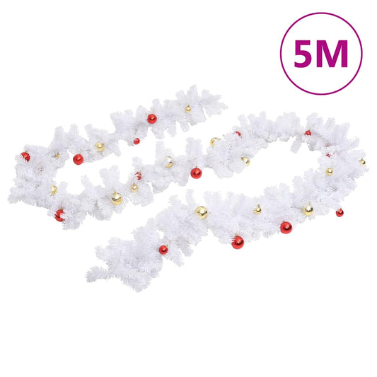 Christmas Garland | White | PVC | Extra Long | Decorative Inlays