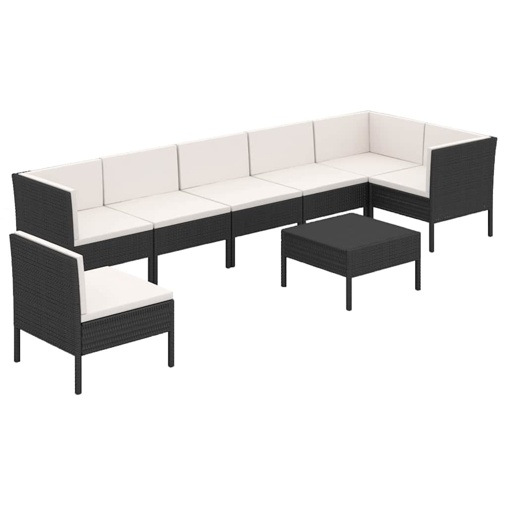 8 Piece Patio Lounge Set with Cushions Poly Rattan Brown