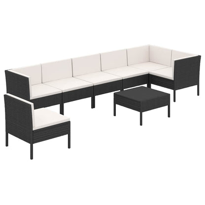 8 Piece Patio Lounge Set with Cushions Poly Rattan Brown