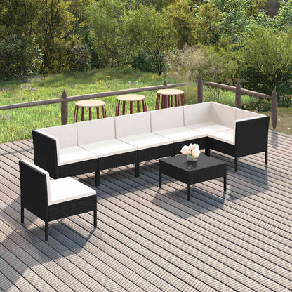 8 Piece Patio Lounge Set with Cushions Poly Rattan Brown