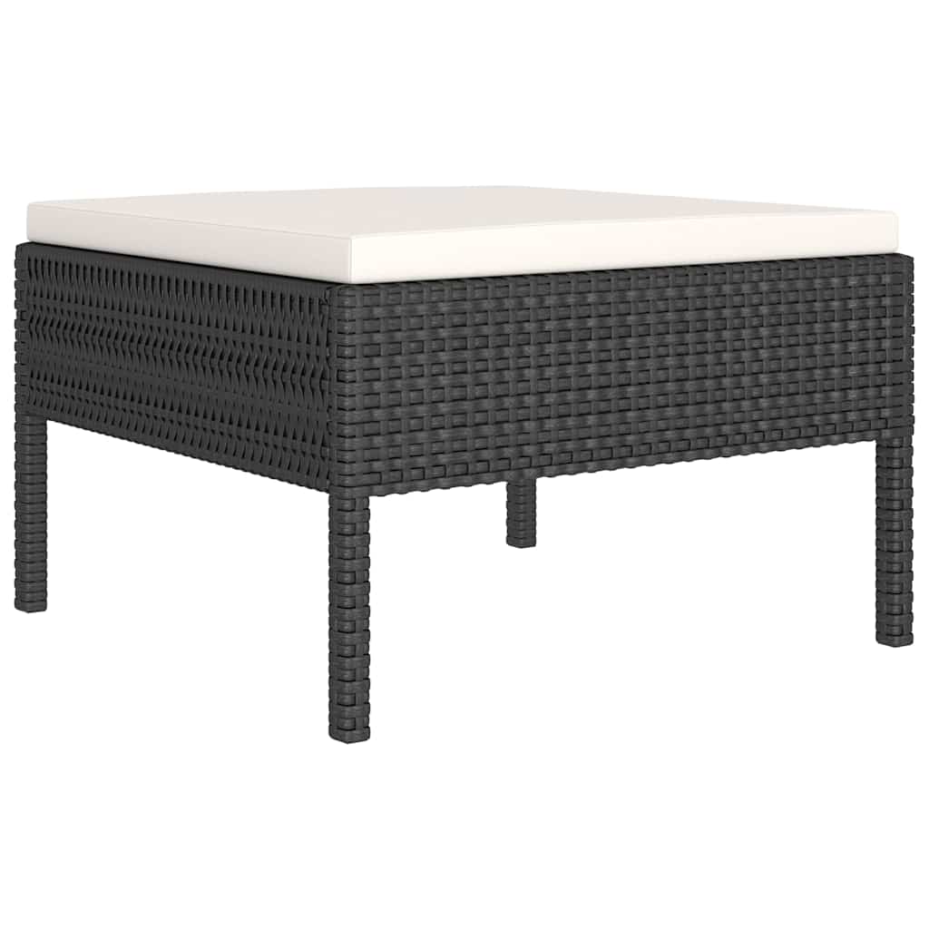 11 Piece Patio Lounge Set with Cushions Poly Rattan Black