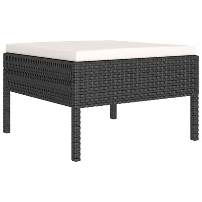 11 Piece Patio Lounge Set with Cushions Poly Rattan Black