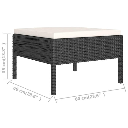 11 Piece Patio Lounge Set with Cushions Poly Rattan Black