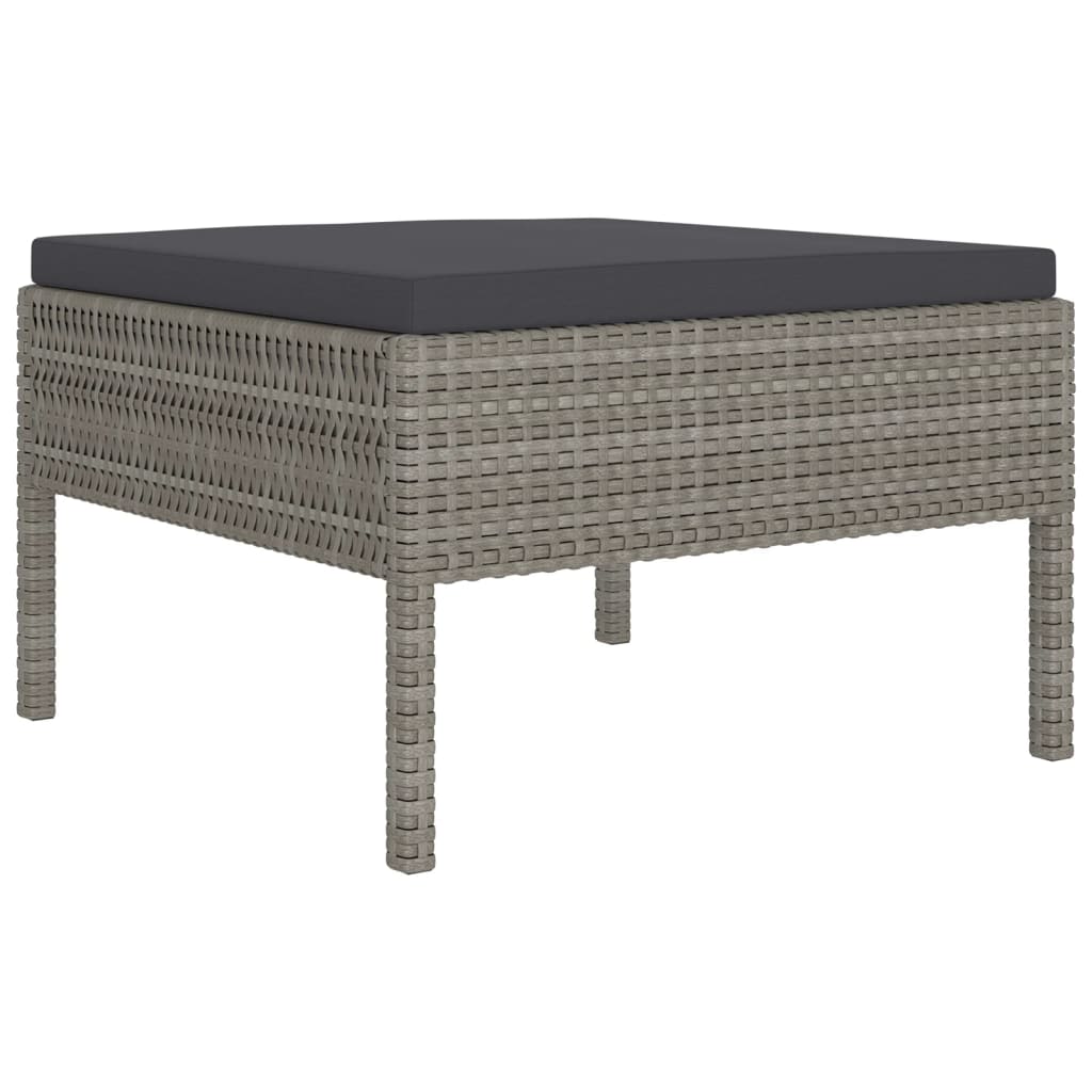 10 Piece Patio Lounge Set with Cushions Poly Rattan Gray