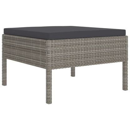 10 Piece Patio Lounge Set with Cushions Poly Rattan Gray