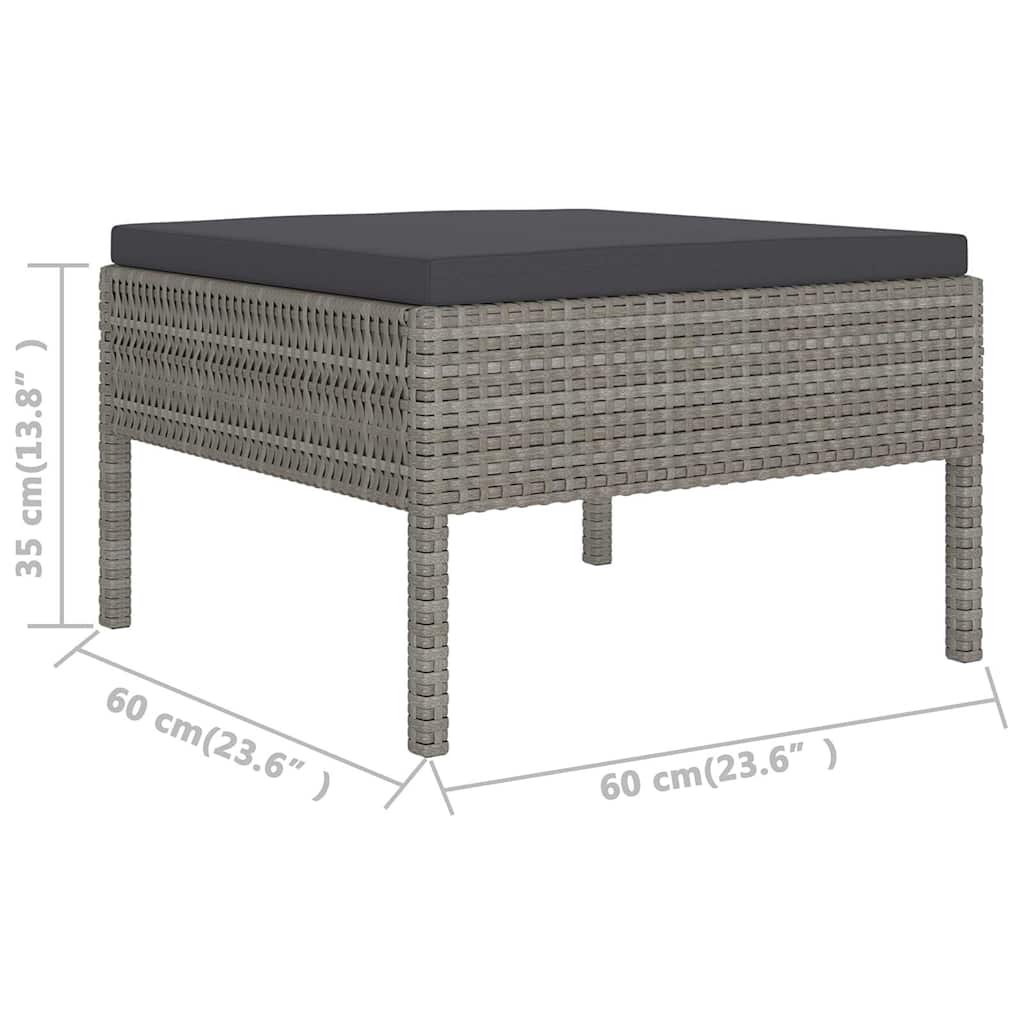 10 Piece Patio Lounge Set with Cushions Poly Rattan Gray