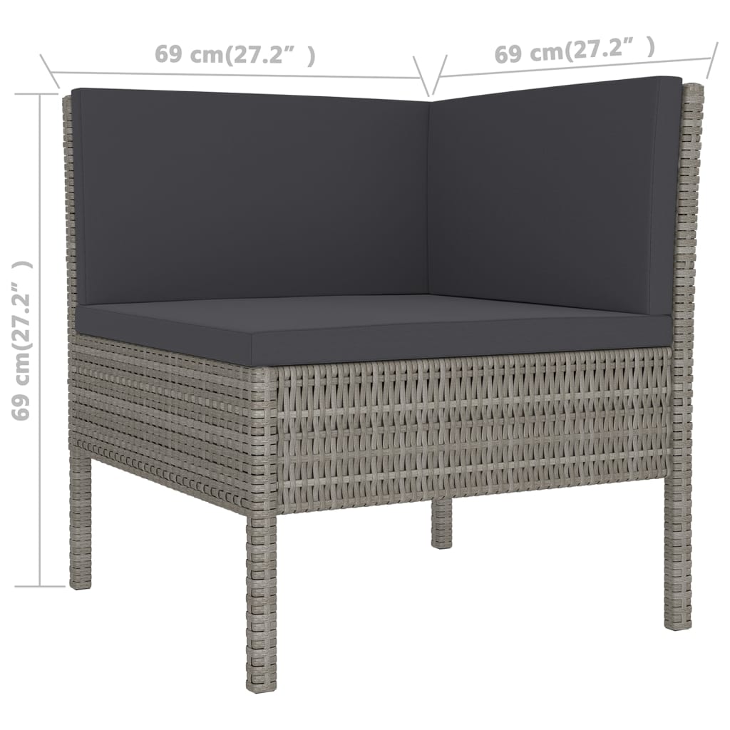 10 Piece Patio Lounge Set with Cushions Poly Rattan Gray