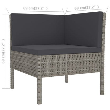 10 Piece Patio Lounge Set with Cushions Poly Rattan Gray