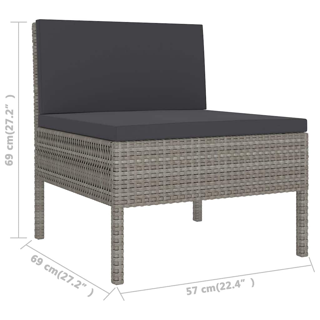 10 Piece Patio Lounge Set with Cushions Poly Rattan Gray