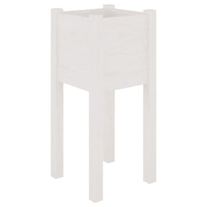 Garden Planter White 31x31x70 cm Solid Pinewood