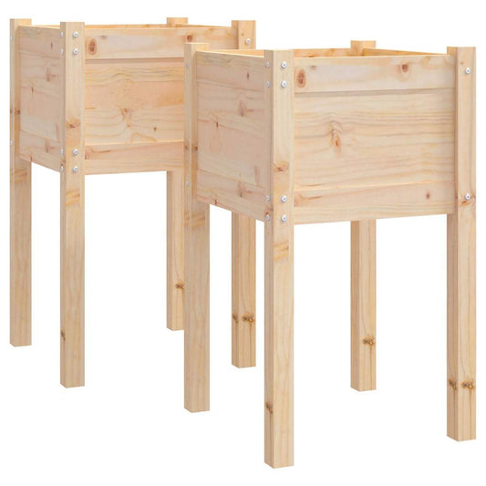 Planter | Set of 2 | Natural Pine | Solid Pine Wood | Medium | Durable