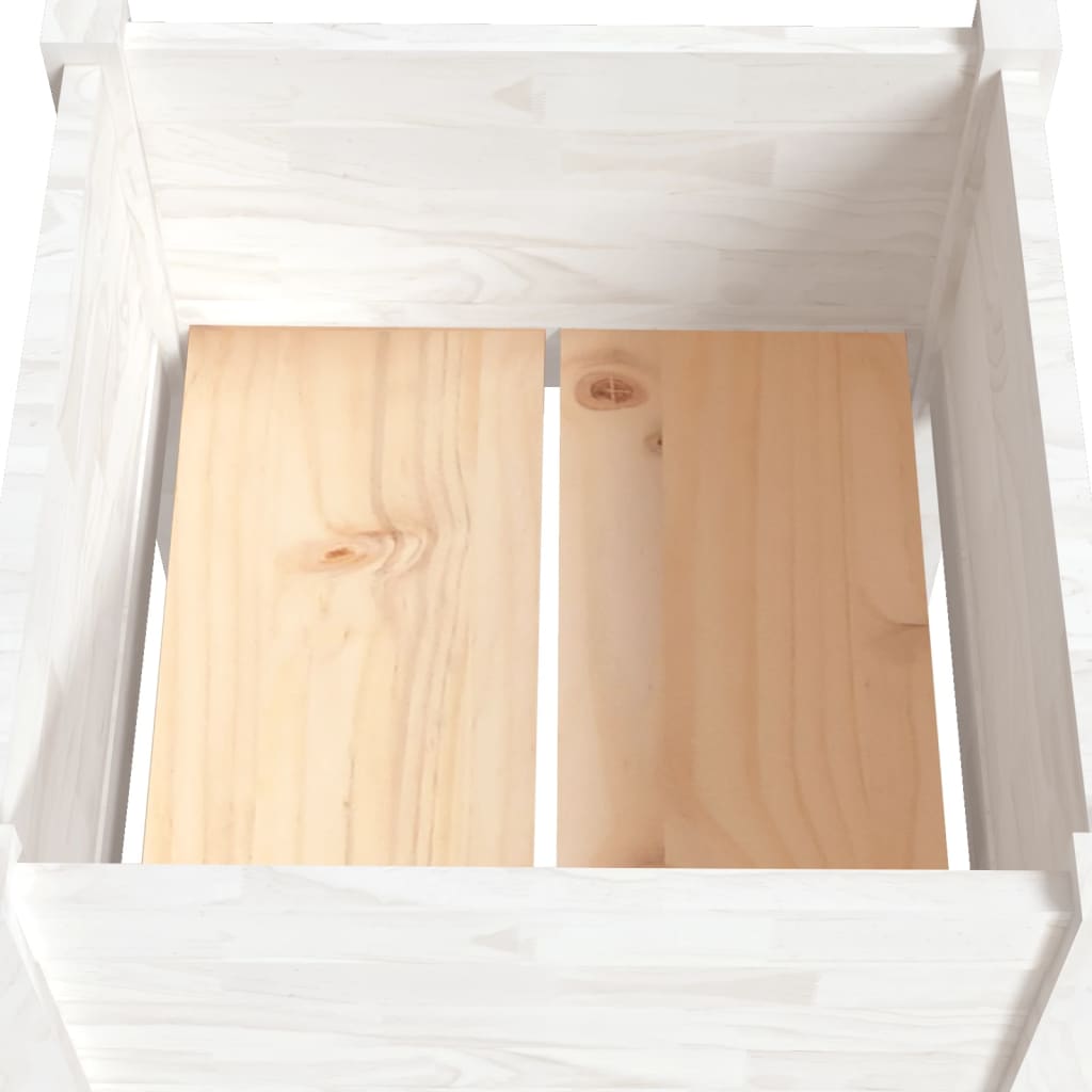 Planter White Solid pinewood Durable Planter Square