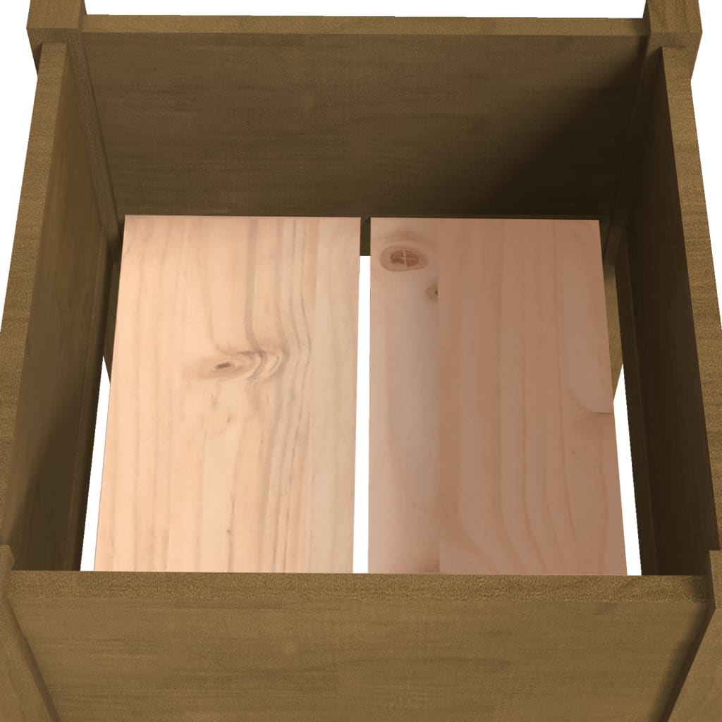 Garden Planter Set of 2 Honey brown Solid pinewood Medium