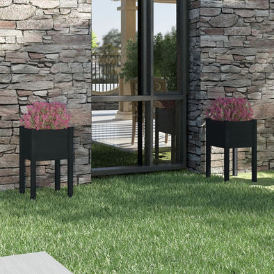Garden Planters 2 pcs Black 40x40x70 cm Solid Pinewood