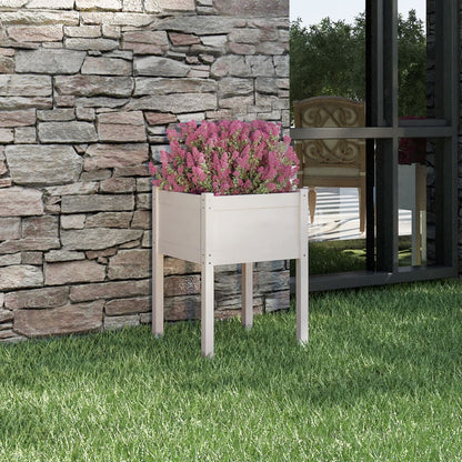 Garden Planter White 50x50x70 cm Solid Pinewood