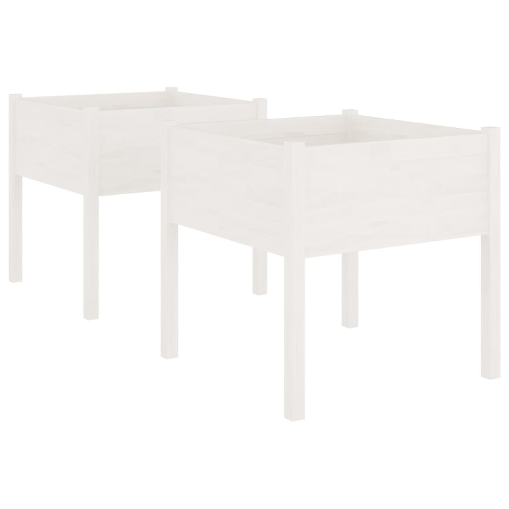 Garden Planters 2 pcs White 70x70x70 cm Solid Pinewood