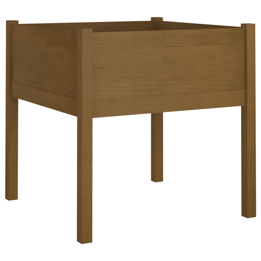 Garden Planter Honey Brown Solid Pine wood 27.6x27.6x27.6 in