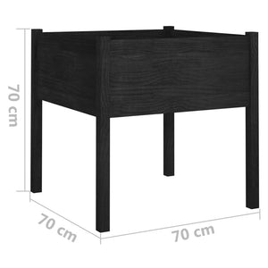 Garden Planters 2 pcs Black 70x70x70 cm Solid Pinewood