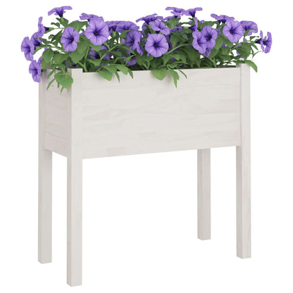 Garden Planter White 27.6"x12.2"x27.6" Solid Wood Pine