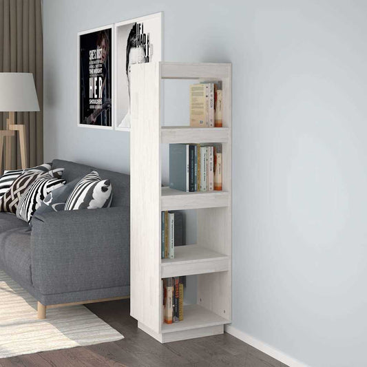 Book Cabinet | White | Solid Pine Wood | 40 x 35 x 135 cm | Book Cabinet