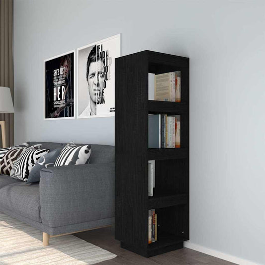 Book Cabinet | Black | Solid pinewood | Tall and narrow | Book Cabinet