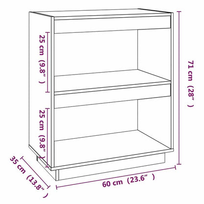 Book Cabinet Grey 60x35x71 cm Solid Wood Pine