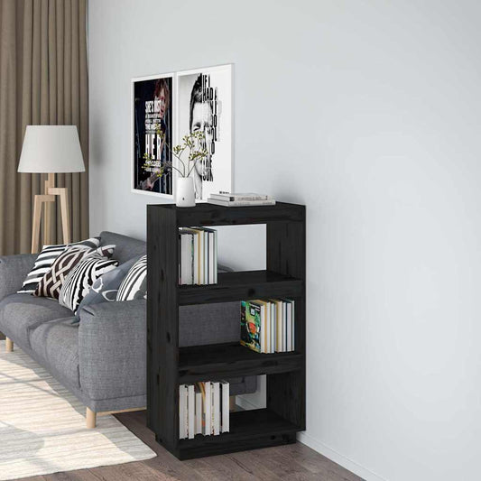 Book Cabinet | Black | Solid Pine Wood | Medium | Book Cabinet
