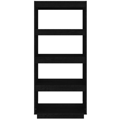 Book Cabinet/Room Divider Black 60x35x135 cm Solid Pinewood
