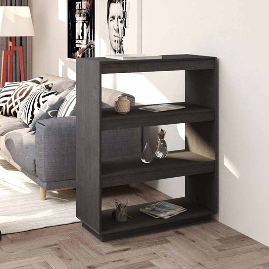 Book Cabinet | Grey | Solid pinewood | 80 x 35 x 103 cm | Book Cabinet