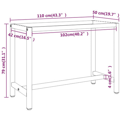 Work Bench Frame Matte Black and Matte Red 110x50x79 cm Metal