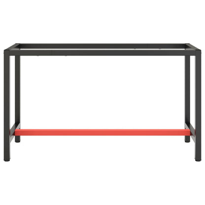 Work Bench Frame Matte Black and Matte Red 140x50x79 cm Metal