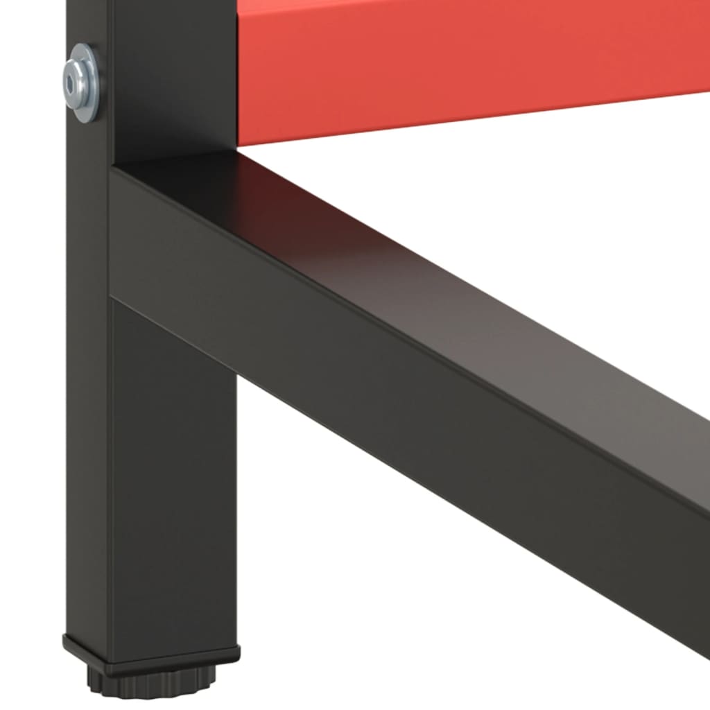 Work Bench Frame Matte Black and Matte Red 180x57x79 cm Metal