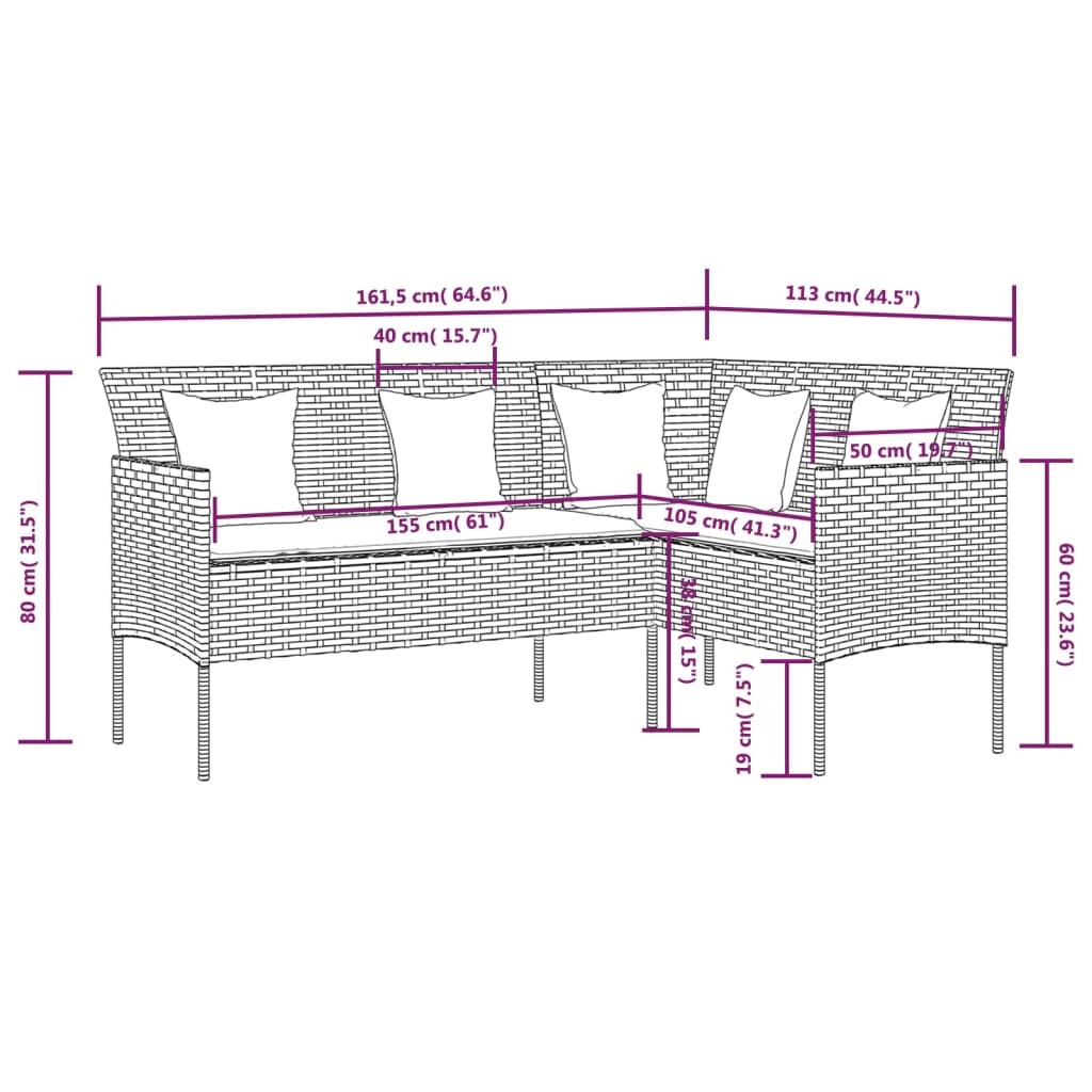 Couch Sofa Set | Grey | PE Rattan | Large | Modular | Couch Sofa Set