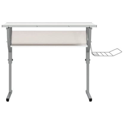 Craft Desk White&Grey 110x53x(58-87) cm Engineered Wood&Steel