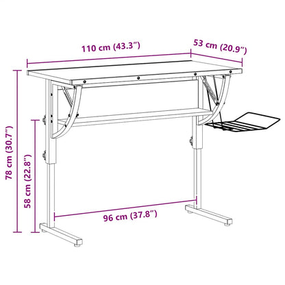 Craft Desk Sonoma Oak&Grey 110x53x(58-87)cm Engineered Wood&Steel
