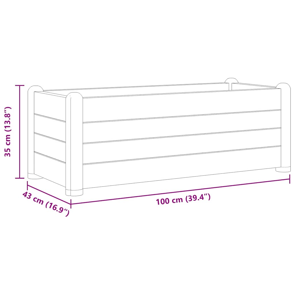 Raised Bed | Stone grey | Polypropylene | 100 x 43 x 35 cm