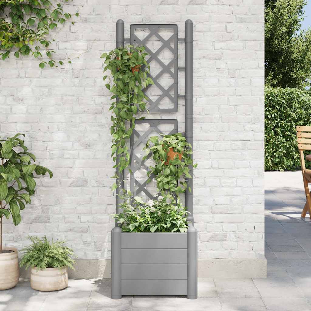 Garden Planter with Trellis 16.9"x16.9"x55.9" PP Stone Gray