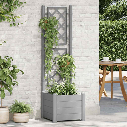 Garden Planter with Trellis 16.9"x16.9"x55.9" PP Stone Gray