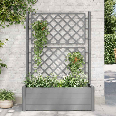 Garden Planter with Trellis 39.4"x16.9"x55.9" PP Stone Gray