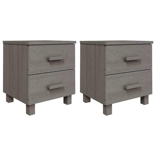 Bedside Cabinet | Set of 2 | Light grey | Solid pinewood, MDF | Standard